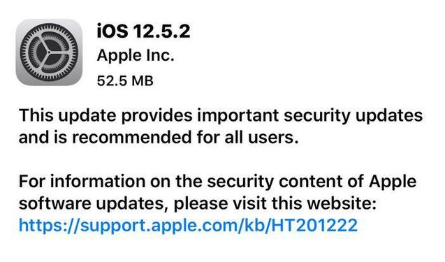 罗源苹果手机维修分享iOS12.5.2发布，建议所有老苹果用户安装 